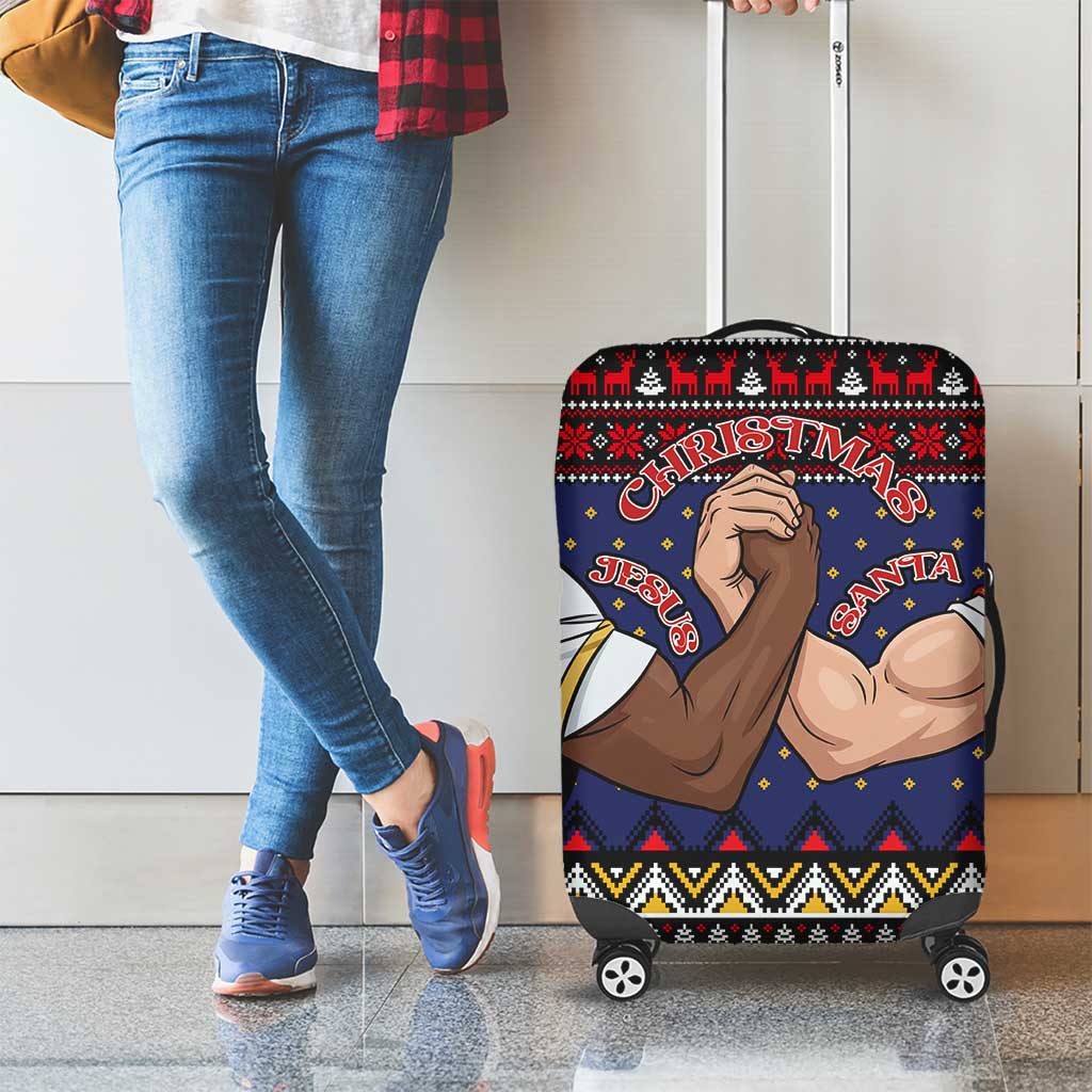 Santa And Jesus Christmas Christmas Luggage Cover Xmas Holiday Patterns - Wonder Print Shop