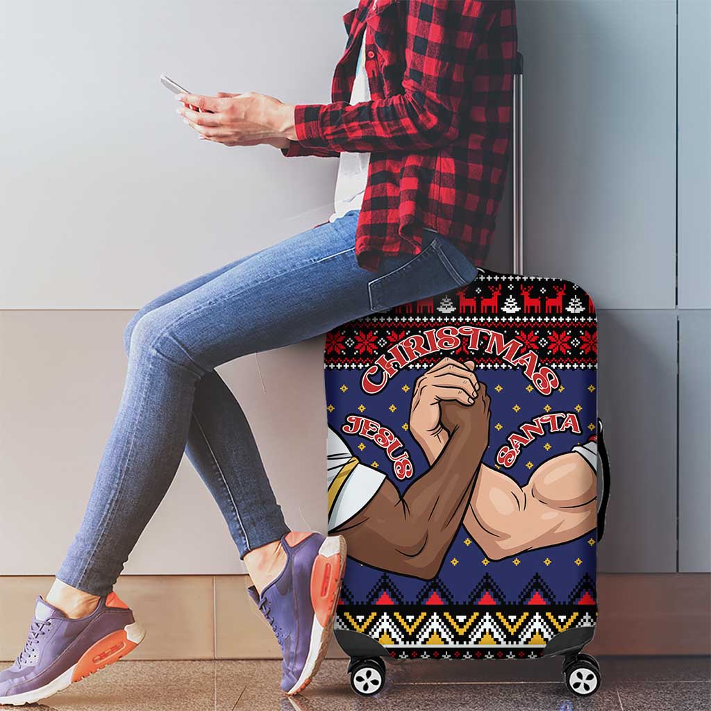 Santa And Jesus Christmas Christmas Luggage Cover Xmas Holiday Patterns - Wonder Print Shop