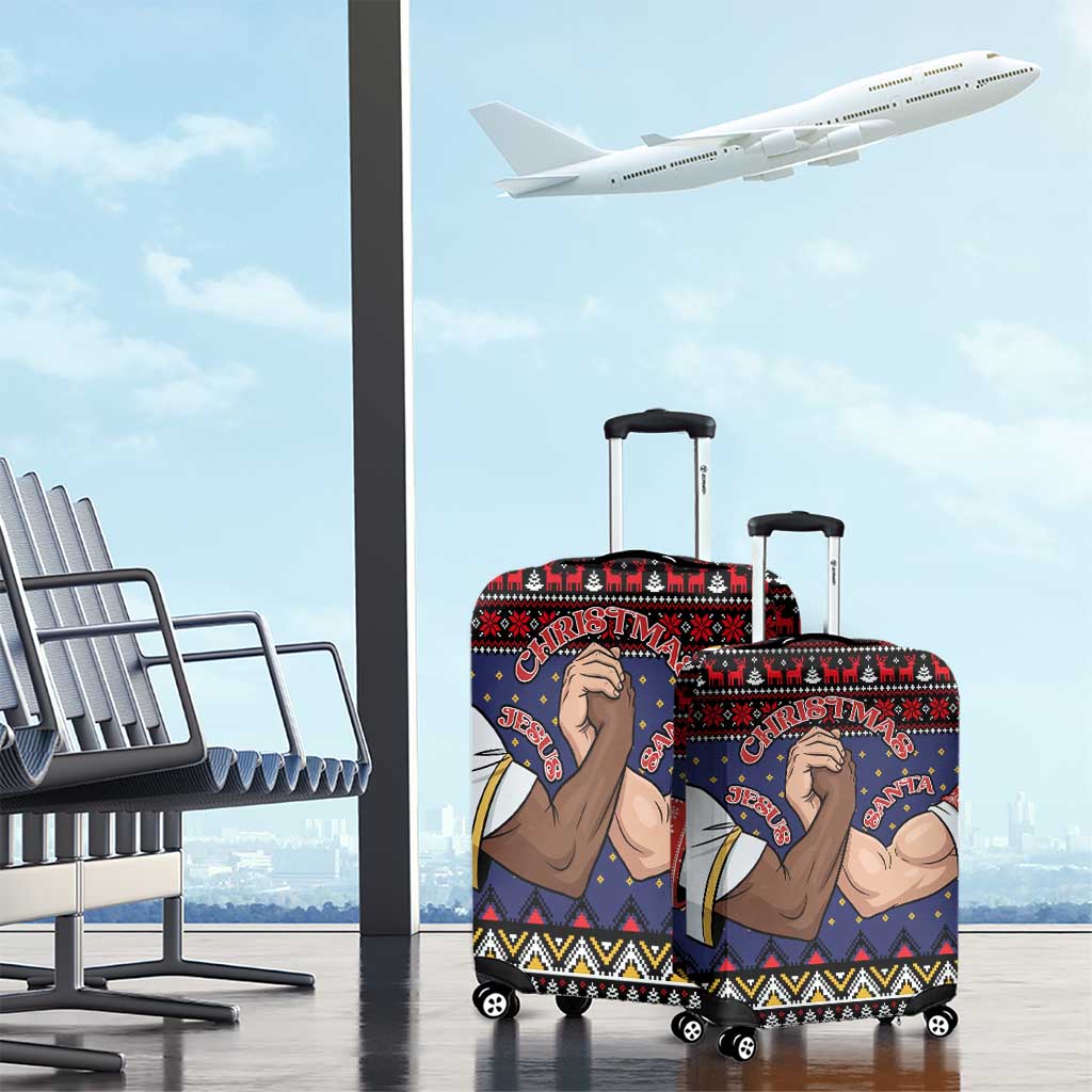 Santa And Jesus Christmas Christmas Luggage Cover Xmas Holiday Patterns - Wonder Print Shop