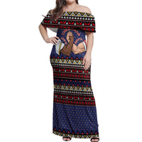 Santa And Jesus Christmas Christmas Off Shoulder Maxi Dress Xmas Holiday Patterns - Wonder Print Shop