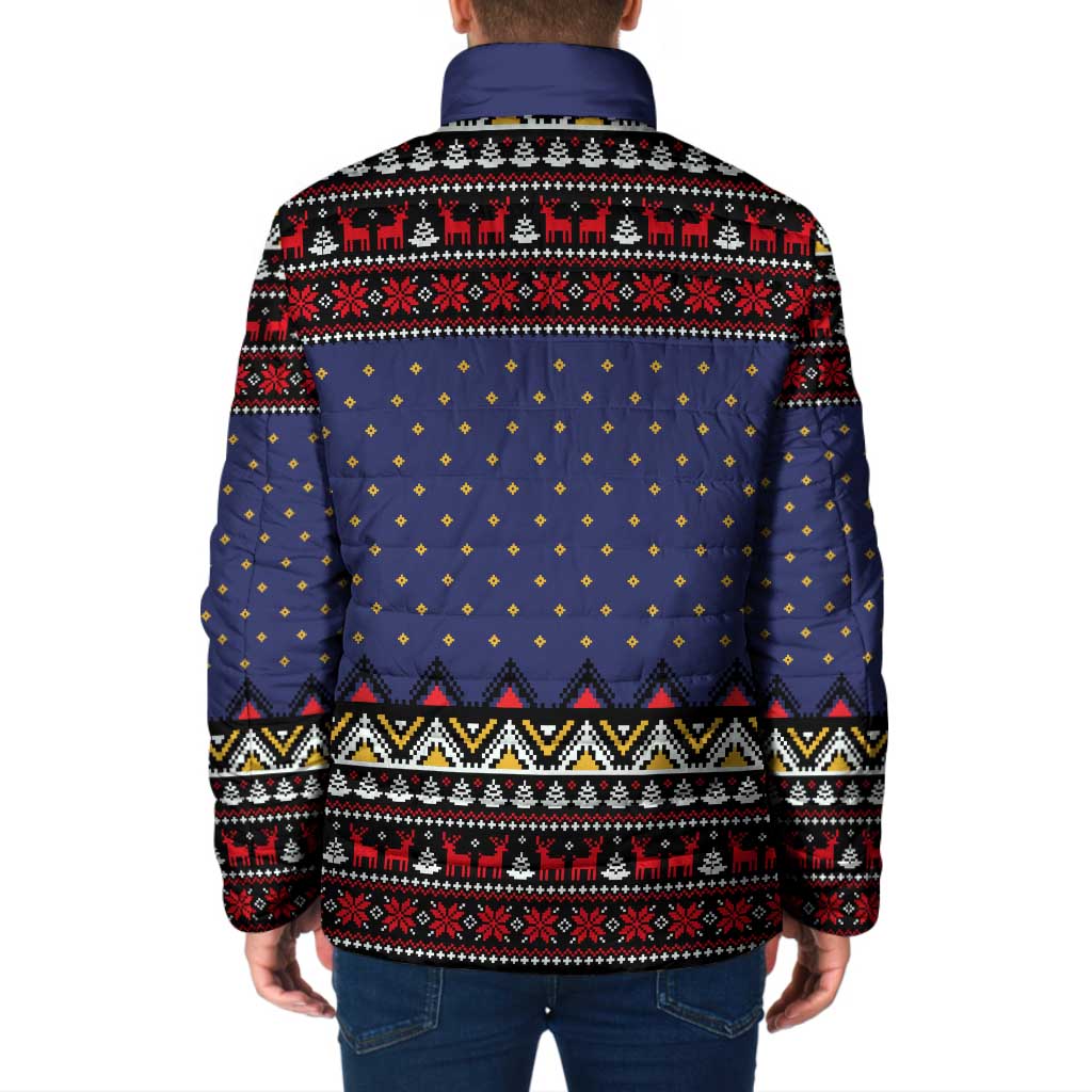 Santa And Jesus Christmas Christmas Padded Jacket Xmas Holiday Patterns - Wonder Print Shop