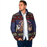 Santa And Jesus Christmas Christmas Padded Jacket Xmas Holiday Patterns - Wonder Print Shop