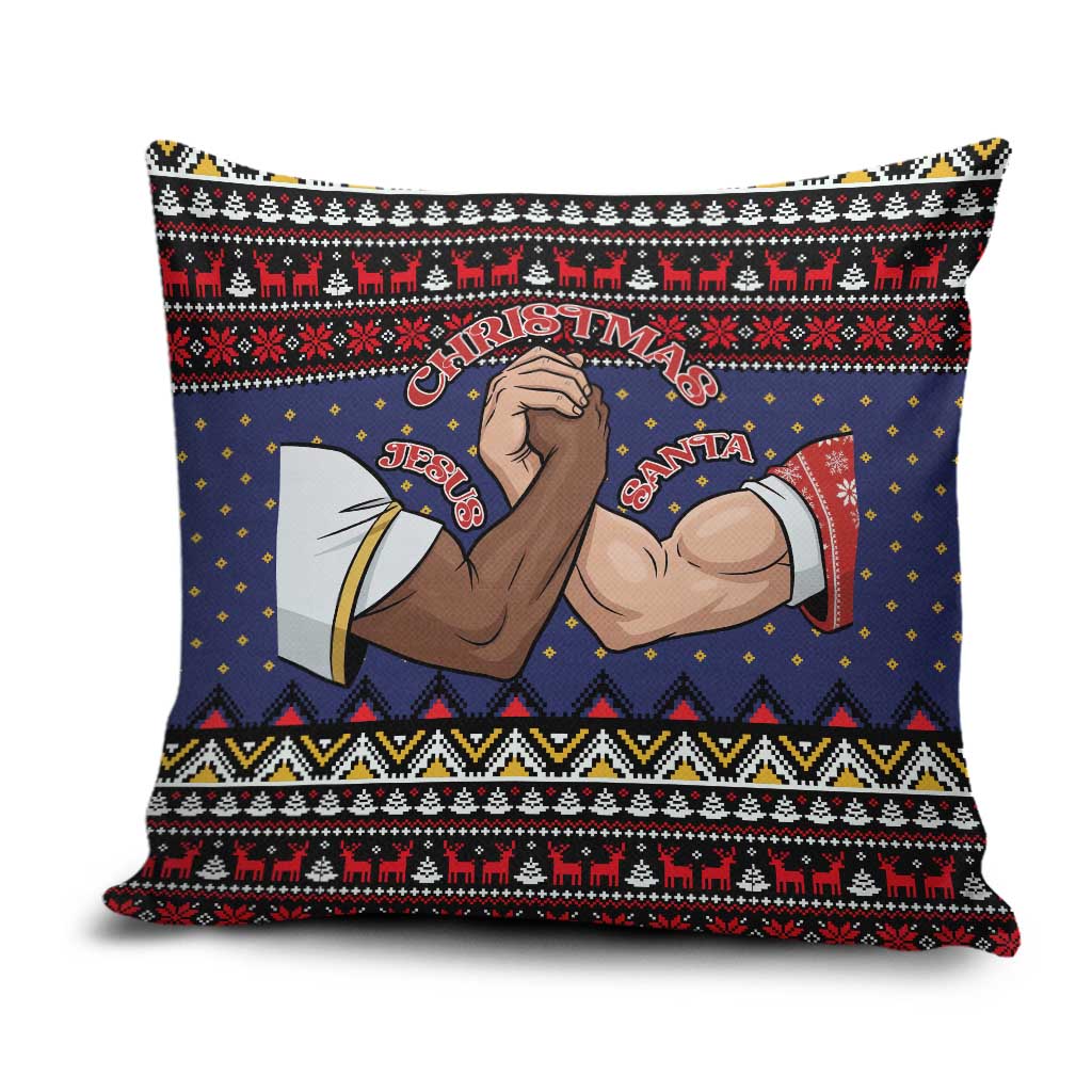 Santa And Jesus Christmas Christmas Pillow Cover Xmas Holiday Patterns - Wonder Print Shop
