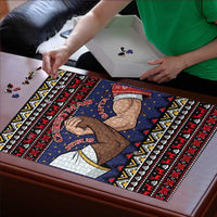 Santa And Jesus Christmas Christmas Puzzle Xmas Holiday Patterns - Wonder Print Shop