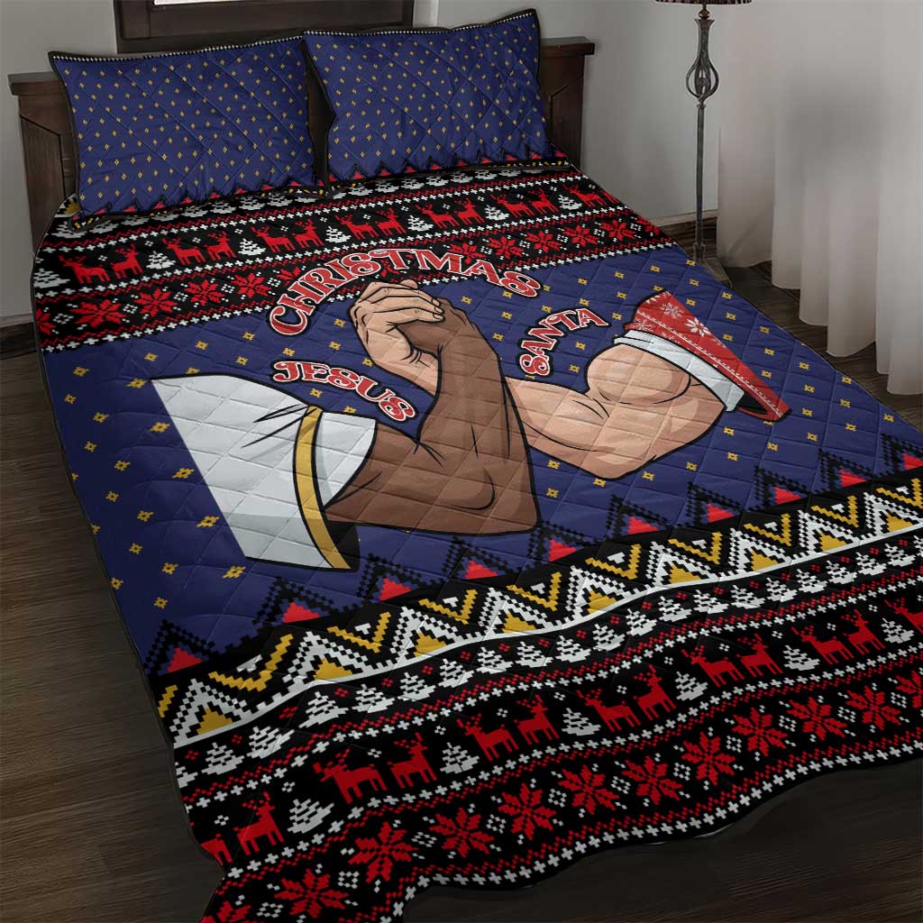 Santa And Jesus Christmas Christmas Quilt Bed Set Xmas Holiday Patterns - Wonder Print Shop
