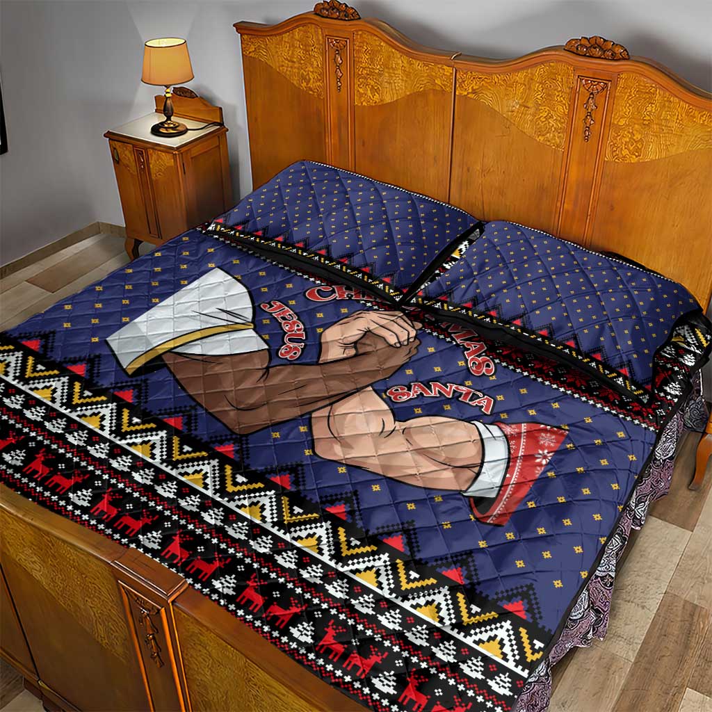 Santa And Jesus Christmas Christmas Quilt Bed Set Xmas Holiday Patterns - Wonder Print Shop