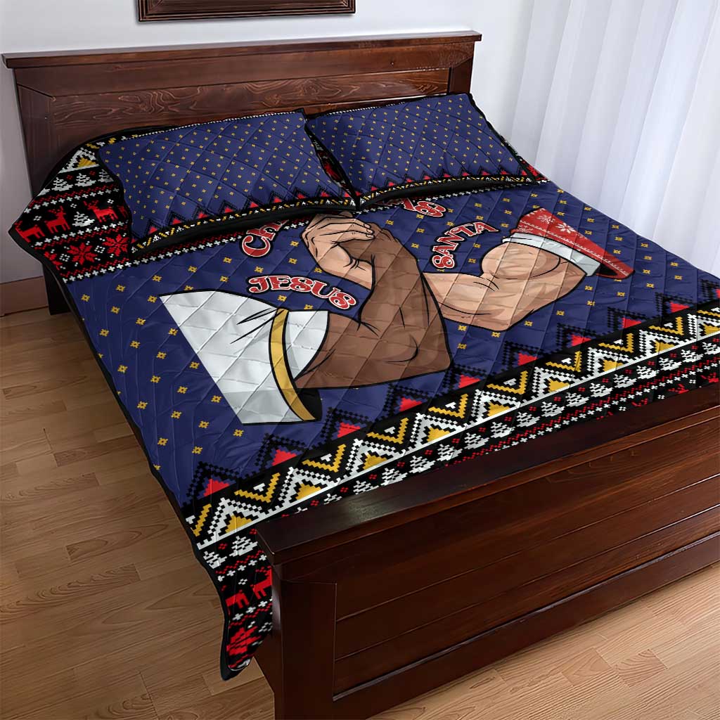 Santa And Jesus Christmas Christmas Quilt Bed Set Xmas Holiday Patterns - Wonder Print Shop