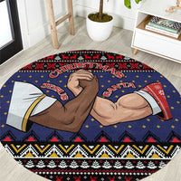 Santa And Jesus Christmas Christmas Round Carpet Xmas Holiday Patterns - Wonder Print Shop