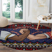 Santa And Jesus Christmas Christmas Round Carpet Xmas Holiday Patterns - Wonder Print Shop