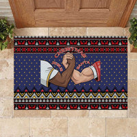 Santa And Jesus Christmas Christmas Rubber Doormat Xmas Holiday Patterns - undefined
