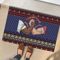 Santa And Jesus Christmas Christmas Rubber Doormat Xmas Holiday Patterns - undefined
