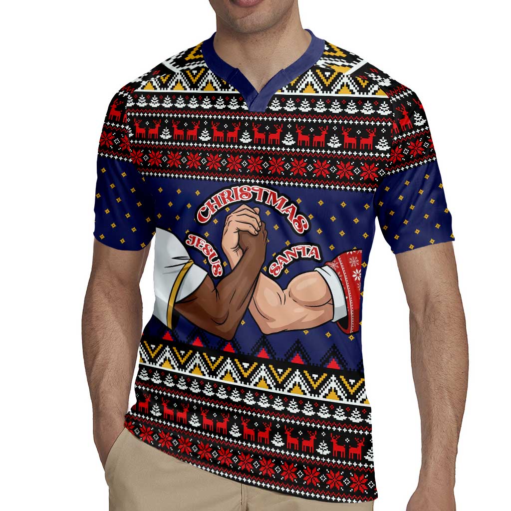 Santa And Jesus Christmas Christmas Rugby Jersey Xmas Holiday Patterns - undefined