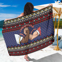 Santa And Jesus Christmas Christmas Sarong Xmas Holiday Patterns - Wonder Print Shop