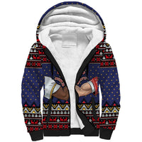 Santa And Jesus Christmas Christmas Sherpa Hoodie Xmas Holiday Patterns - Wonder Print Shop