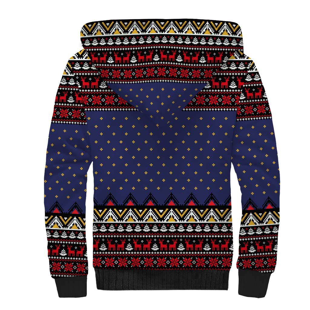 Santa And Jesus Christmas Christmas Sherpa Hoodie Xmas Holiday Patterns - Wonder Print Shop