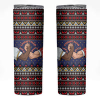 Santa And Jesus Christmas Christmas Skinny Tumbler Xmas Holiday Patterns - Wonder Print Shop