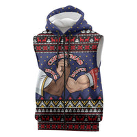 Santa And Jesus Christmas Christmas Sleeveless Zip Hoodie Xmas Holiday Patterns - Wonder Print Shop