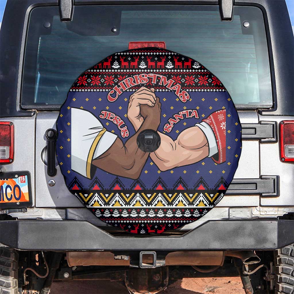 Santa And Jesus Christmas Christmas Spare Tire Cover Xmas Holiday Patterns - Wonder Print Shop