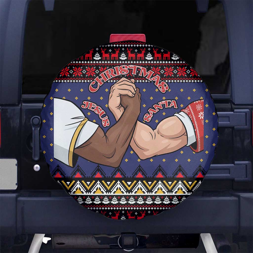 Santa And Jesus Christmas Christmas Spare Tire Cover Xmas Holiday Patterns - Wonder Print Shop