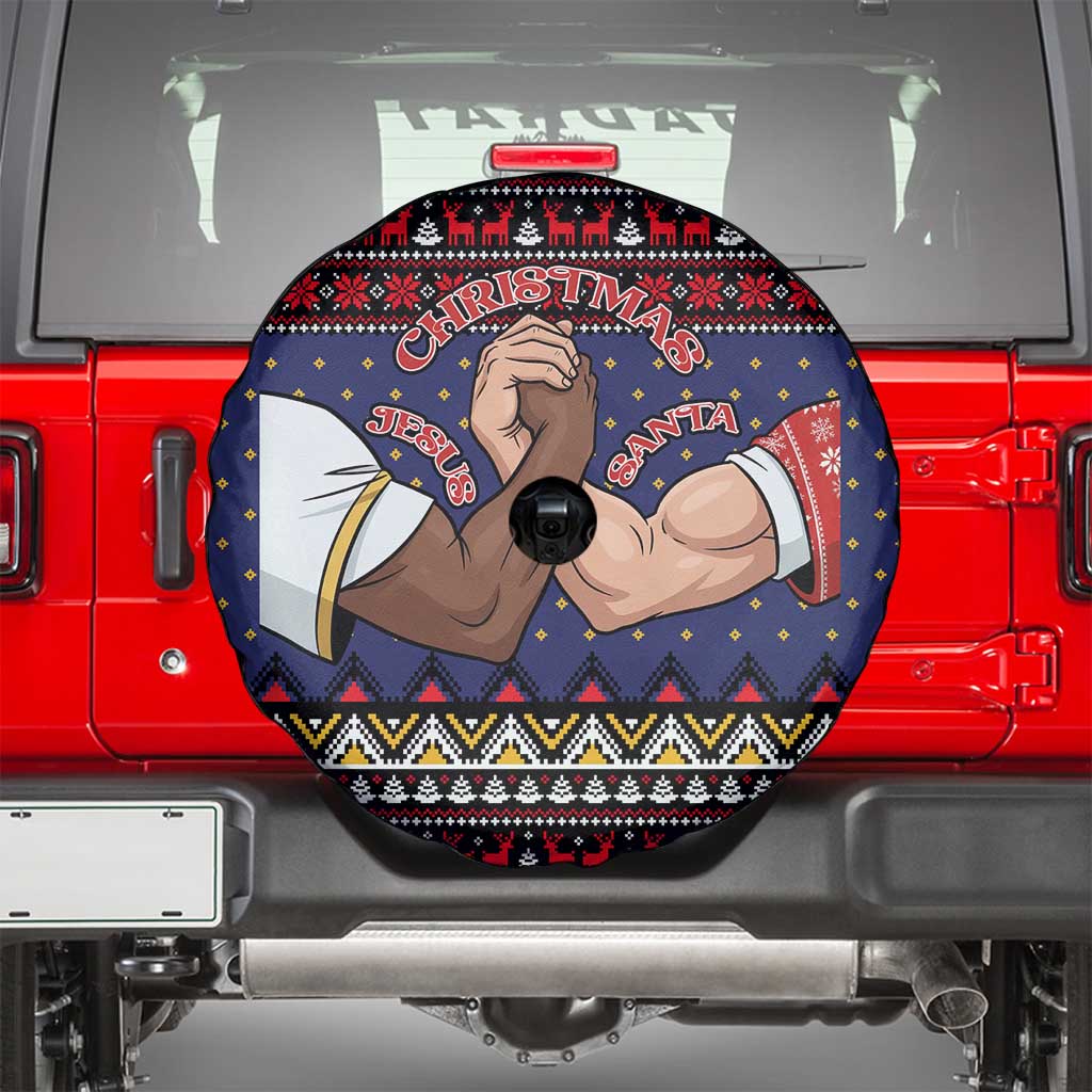 Santa And Jesus Christmas Christmas Spare Tire Cover Xmas Holiday Patterns - Wonder Print Shop
