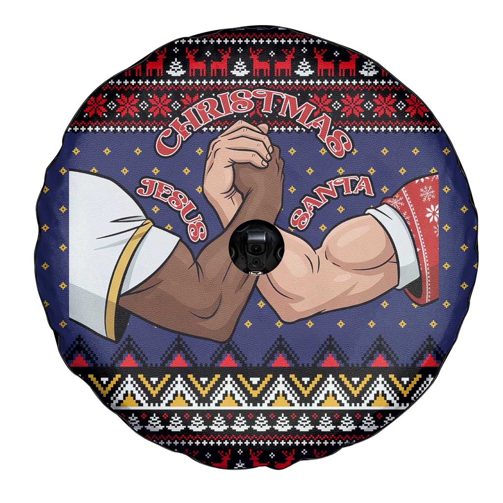Santa And Jesus Christmas Christmas Spare Tire Cover Xmas Holiday Patterns - Wonder Print Shop