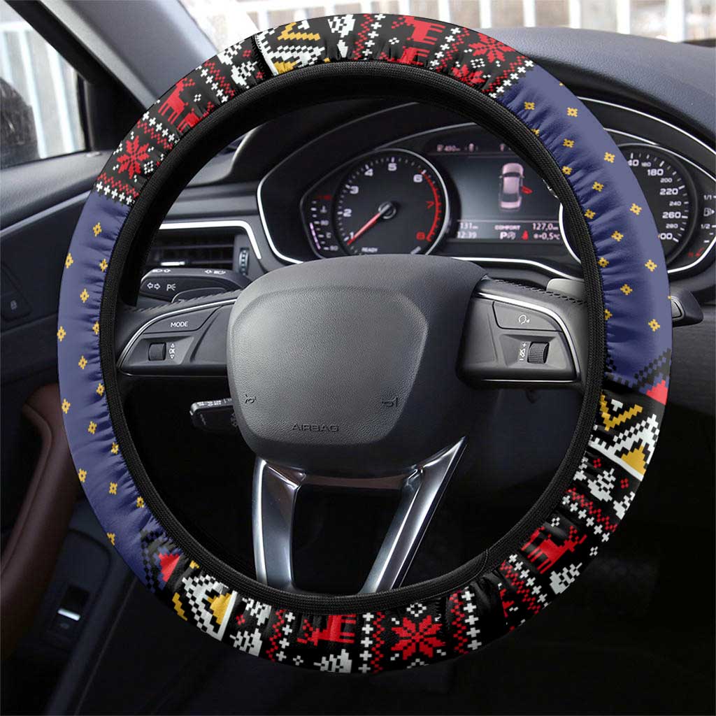 Santa And Jesus Christmas Christmas Steering Wheel Cover Xmas Holiday Patterns - Wonder Print Shop