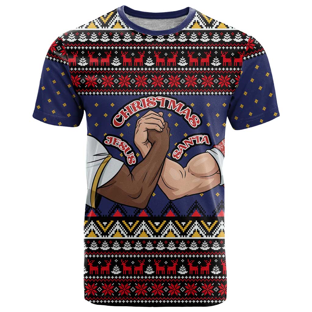 Santa And Jesus Christmas Christmas T Shirt Xmas Holiday Patterns - Wonder Print Shop