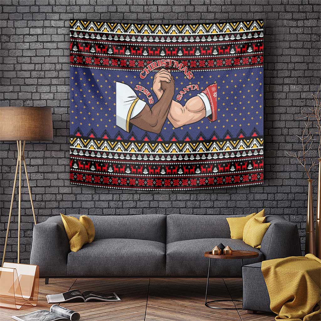 Santa And Jesus Christmas Christmas Tapestry Xmas Holiday Patterns - Wonder Print Shop