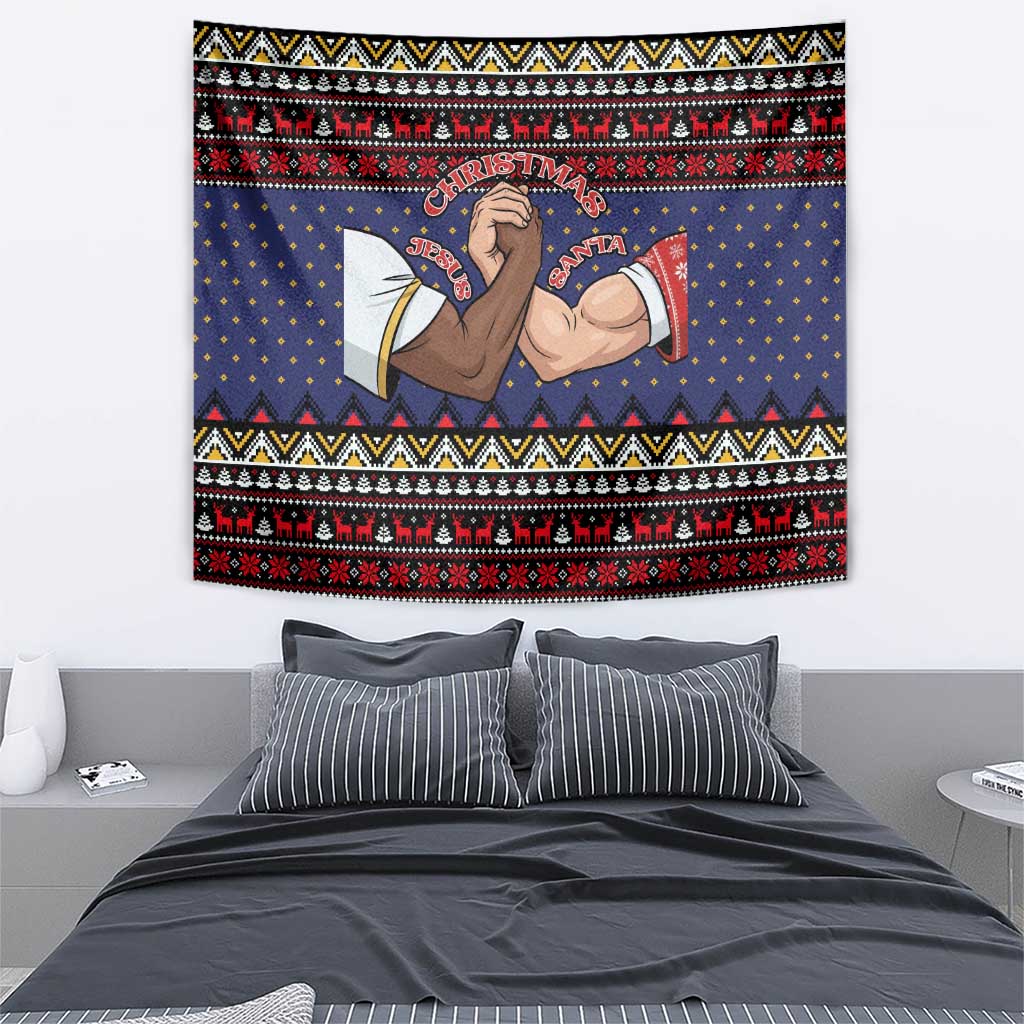 Santa And Jesus Christmas Christmas Tapestry Xmas Holiday Patterns - Wonder Print Shop