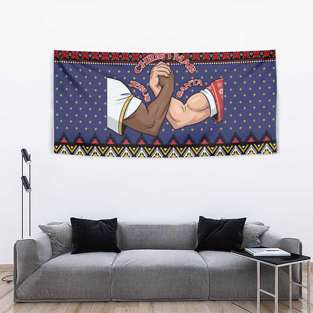 Santa And Jesus Christmas Christmas Tapestry Xmas Holiday Patterns - Wonder Print Shop