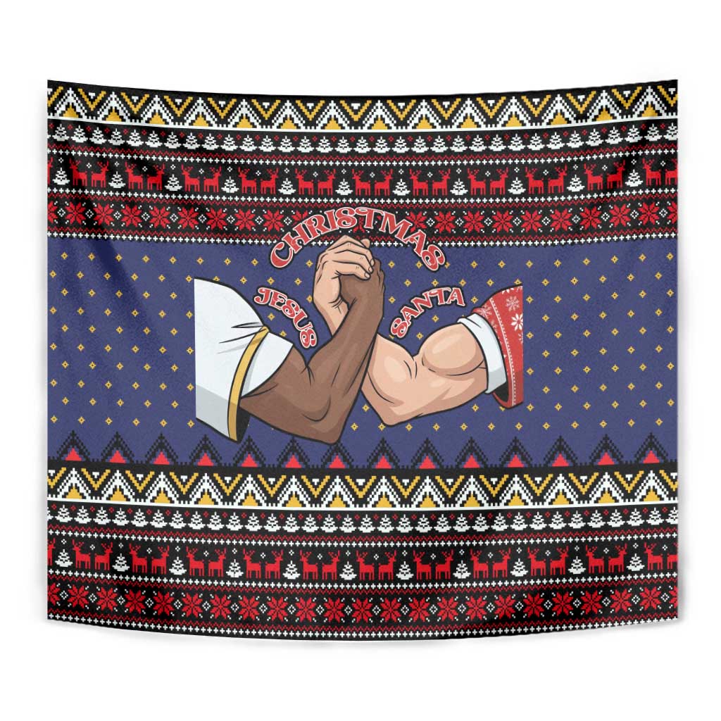 Santa And Jesus Christmas Christmas Tapestry Xmas Holiday Patterns - Wonder Print Shop