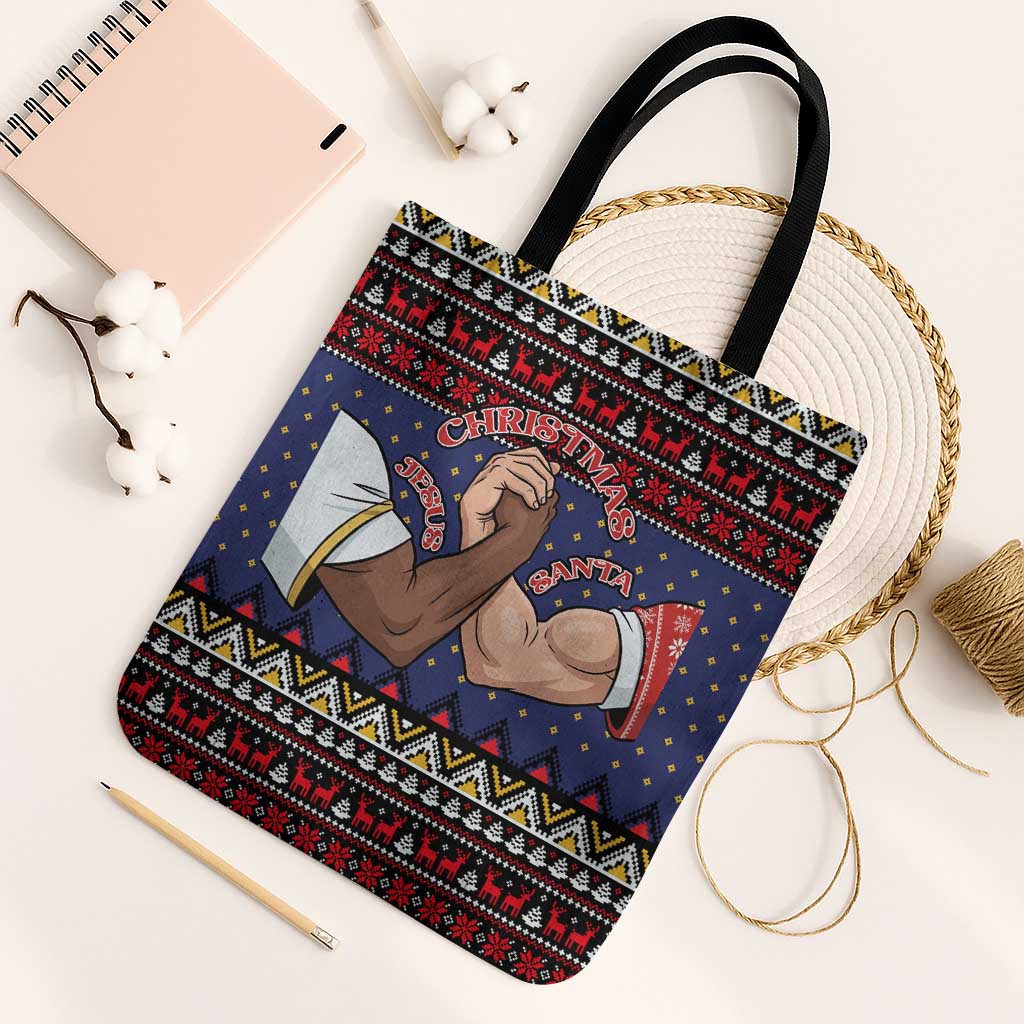 Santa And Jesus Christmas Christmas Tote Bag Xmas Holiday Patterns - Wonder Print Shop