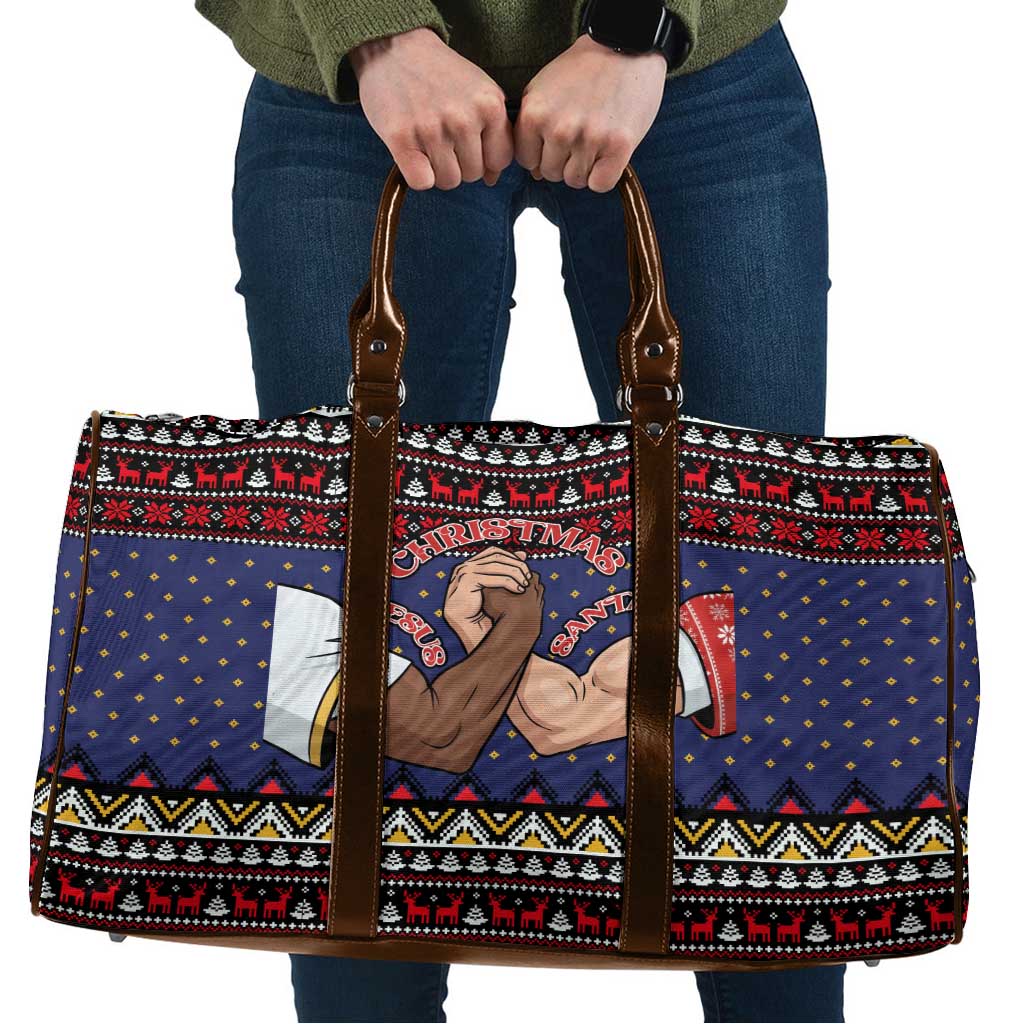 Santa And Jesus Christmas Christmas Travel Bag Xmas Holiday Patterns - Wonder Print Shop