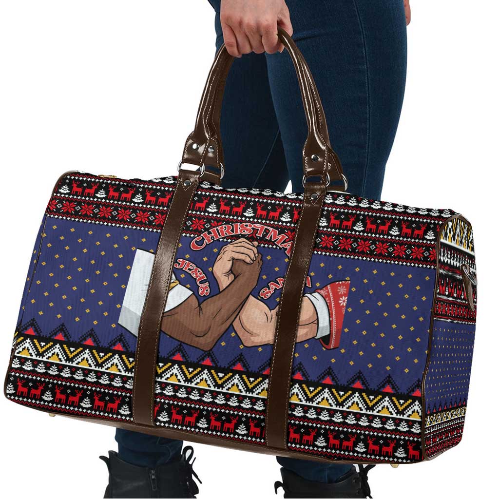 Santa And Jesus Christmas Christmas Travel Bag Xmas Holiday Patterns - Wonder Print Shop