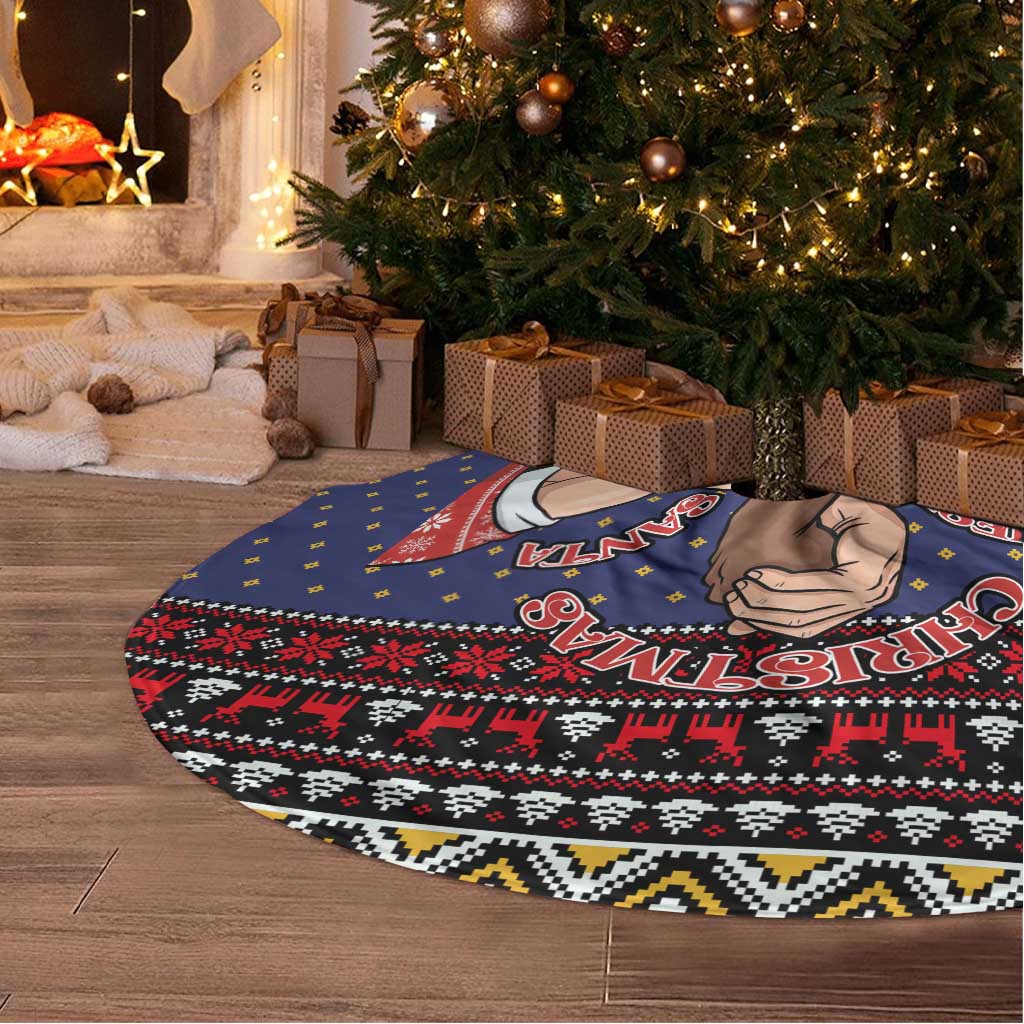 Santa And Jesus Christmas Tree Skirt Xmas Holiday Patterns - Wonder Print Shop