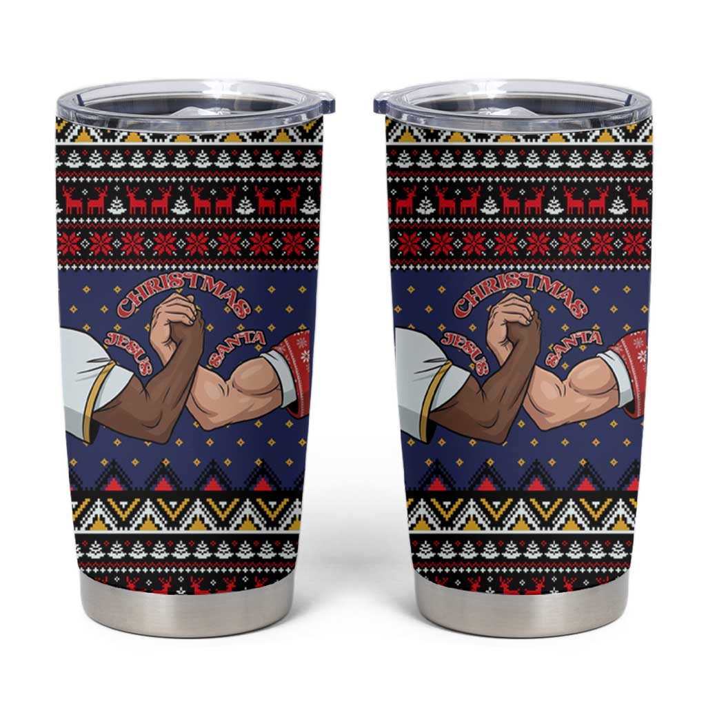 Santa And Jesus Christmas Christmas Tumbler Cup Xmas Holiday Patterns - Wonder Print Shop