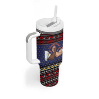 Santa And Jesus Christmas Christmas Tumbler With Handle Xmas Holiday Patterns - Wonder Print Shop