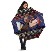 Santa And Jesus Christmas Christmas Umbrella Xmas Holiday Patterns - Wonder Print Shop