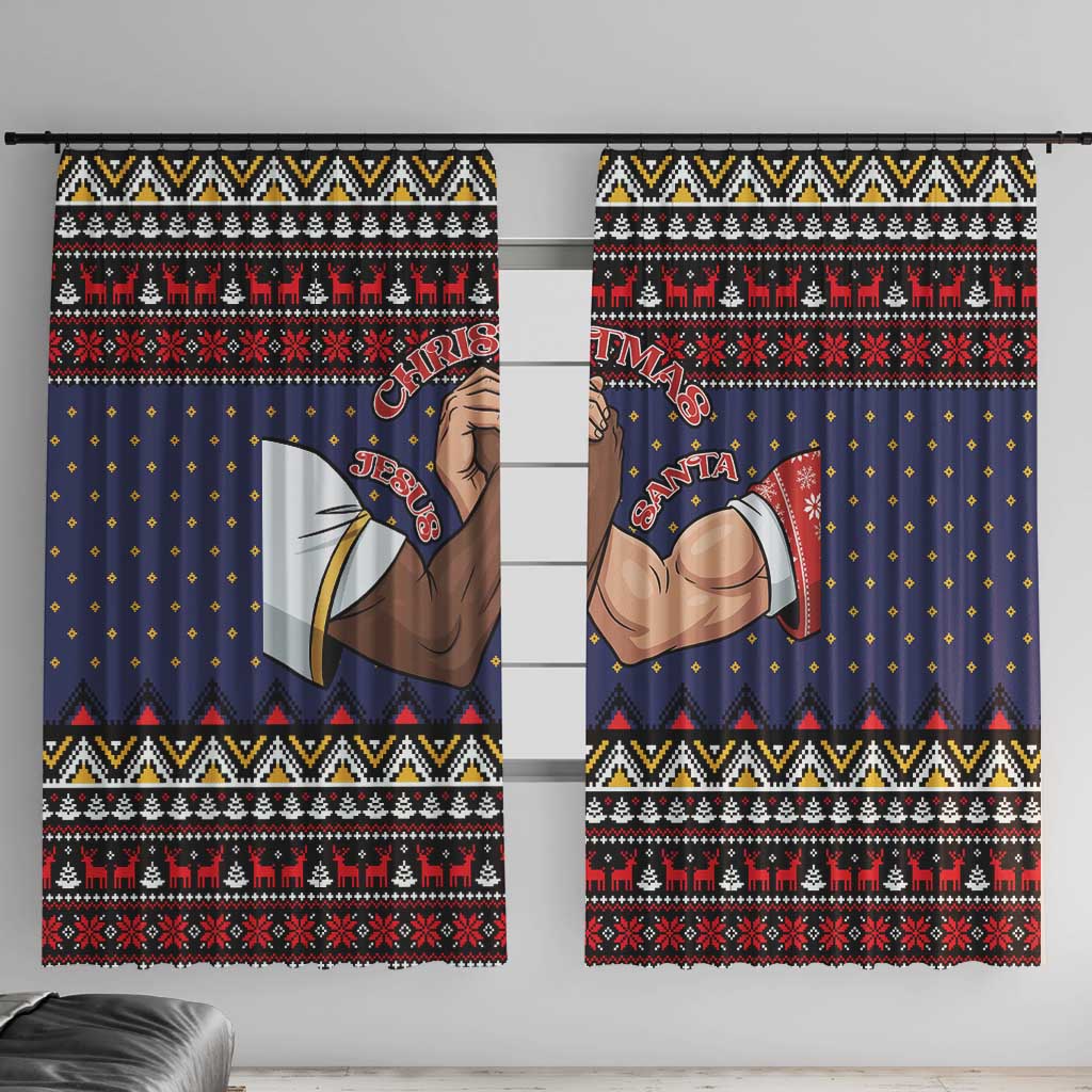 Santa And Jesus Christmas Christmas Window Curtain Xmas Holiday Patterns - Wonder Print Shop