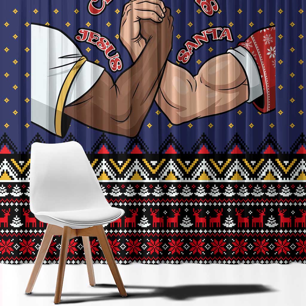 Santa And Jesus Christmas Christmas Window Curtain Xmas Holiday Patterns - Wonder Print Shop