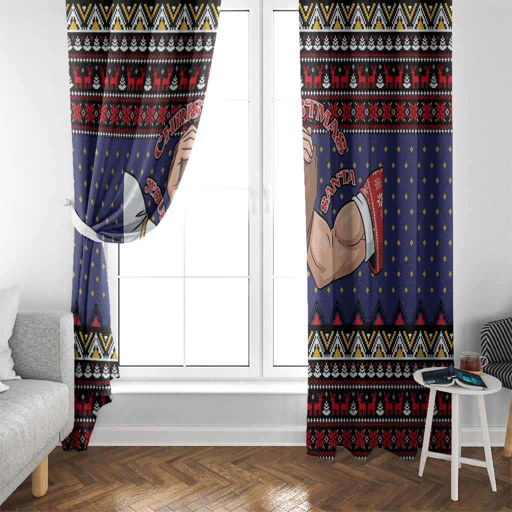 Santa And Jesus Christmas Christmas Window Curtain Xmas Holiday Patterns - Wonder Print Shop