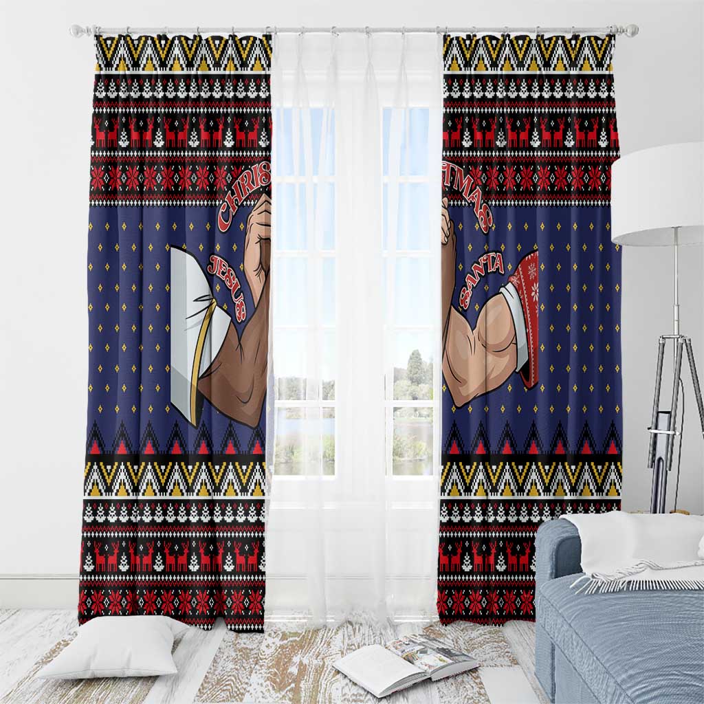 Santa And Jesus Christmas Christmas Window Curtain Xmas Holiday Patterns - Wonder Print Shop