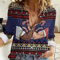 Santa And Jesus Christmas Christmas Women Casual Shirt Xmas Holiday Patterns - Wonder Print Shop