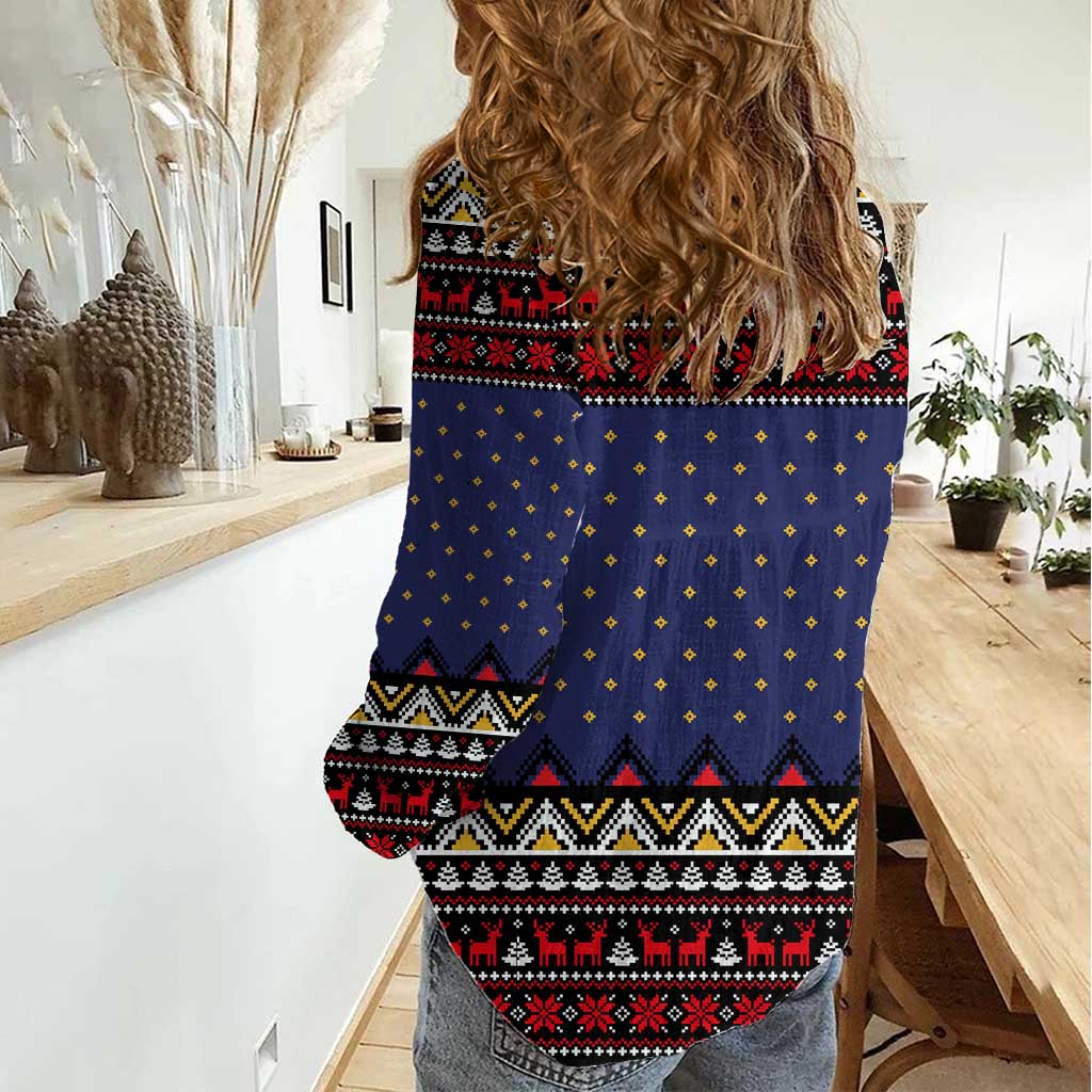 Santa And Jesus Christmas Christmas Women Casual Shirt Xmas Holiday Patterns - Wonder Print Shop