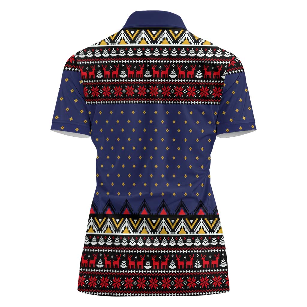 Santa And Jesus Christmas Christmas Women Polo Shirt Xmas Holiday Patterns - Wonder Print Shop