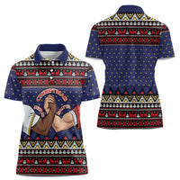 Santa And Jesus Christmas Christmas Women Polo Shirt Xmas Holiday Patterns - Wonder Print Shop