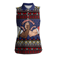 Santa And Jesus Christmas Christmas Women Sleeveless Polo Shirt Xmas Holiday Patterns - Wonder Print Shop