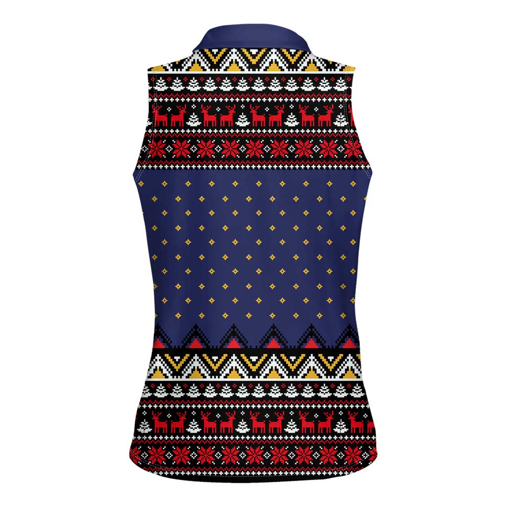 Santa And Jesus Christmas Christmas Women Sleeveless Polo Shirt Xmas Holiday Patterns - Wonder Print Shop