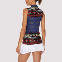 Santa And Jesus Christmas Christmas Women Sleeveless Polo Shirt Xmas Holiday Patterns - Wonder Print Shop