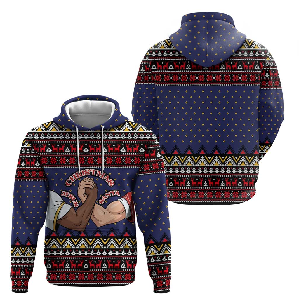 Santa And Jesus Christmas Christmas Zip Hoodie Xmas Holiday Patterns - Wonder Print Shop